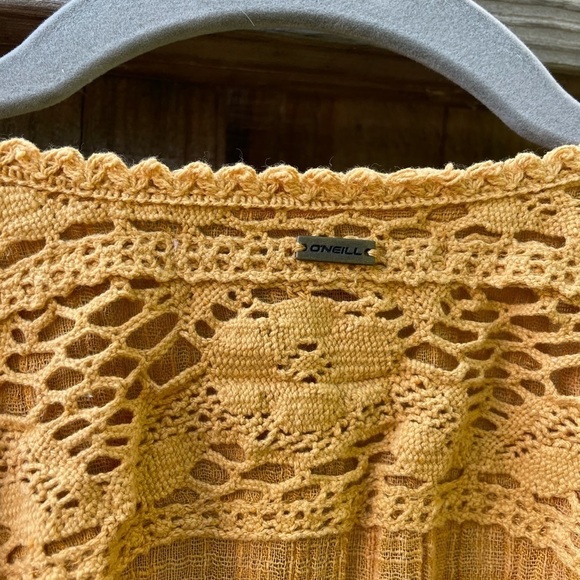 NWT Saltwater Solids by O’neill Mustard Lacey Crochet Knit Romper One Piece - Picture 11 of 11